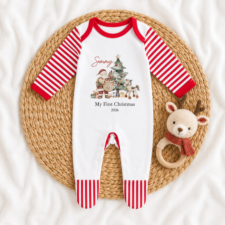 Personalised Santa &amp; Co First Christmas Baby Grow, Vest or Bib