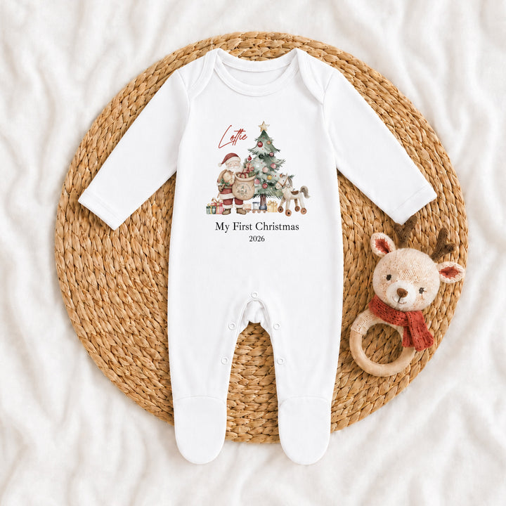 Personalised Santa &amp; Co First Christmas Baby Grow, Vest or Bib