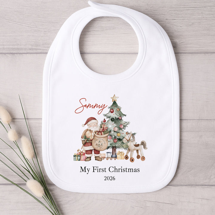 Personalised Santa &amp; Co First Christmas Baby Grow, Vest or Bib