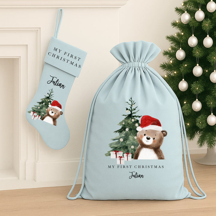 Personalised Brown Bear Santa Sack or Stocking