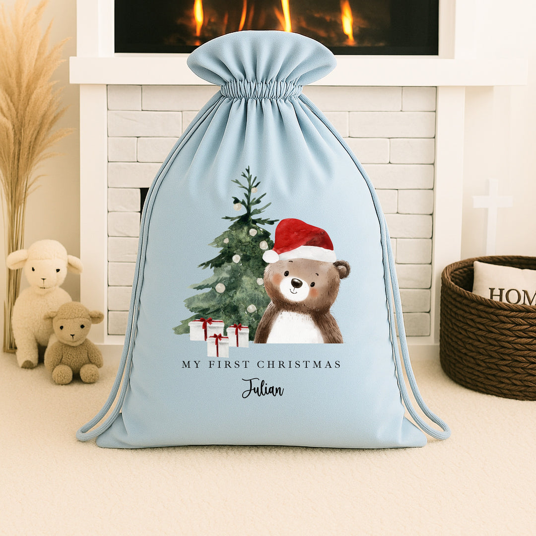 Personalised Brown Bear Santa Sack or Stocking
