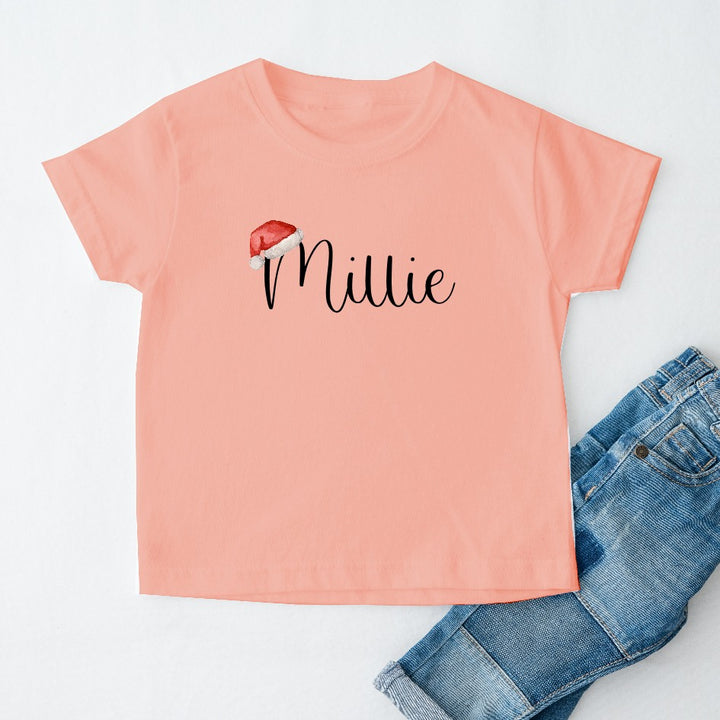 Personalised Santa Hat Name Kids T-shirt