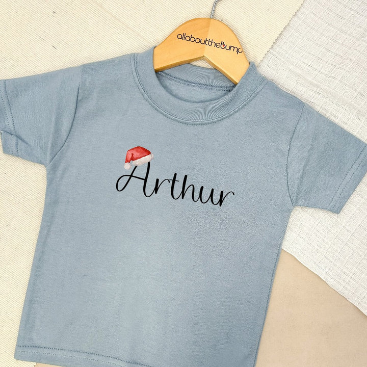 Personalised Santa Hat Name Kids T-shirt