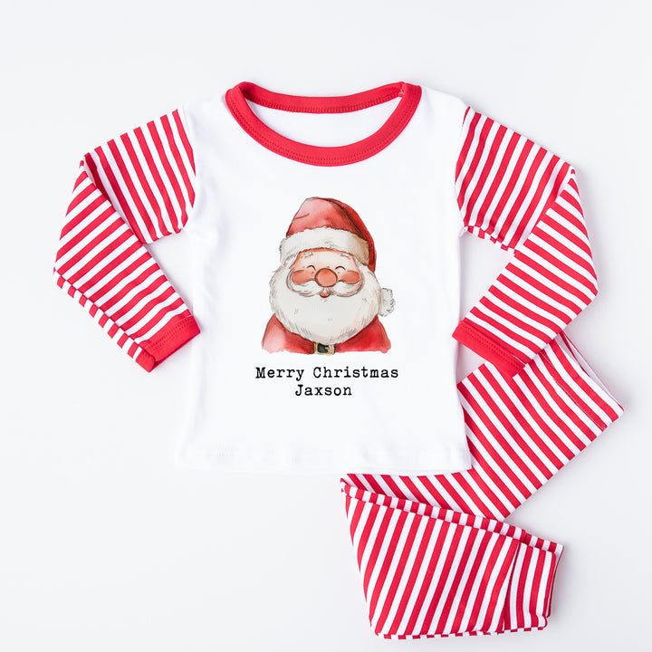 Personalised Santa Red Striped Christmas Pyjamas