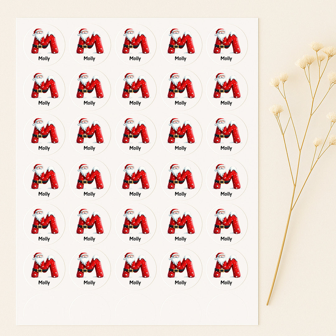 Personalised Santa Initial Christmas Stickers