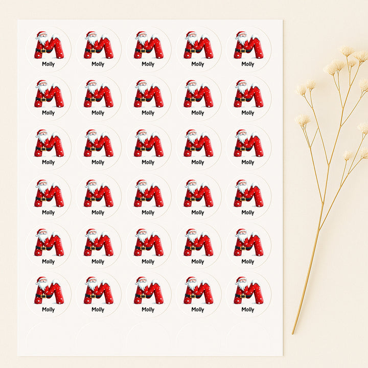 Personalised Santa Initial Christmas Stickers
