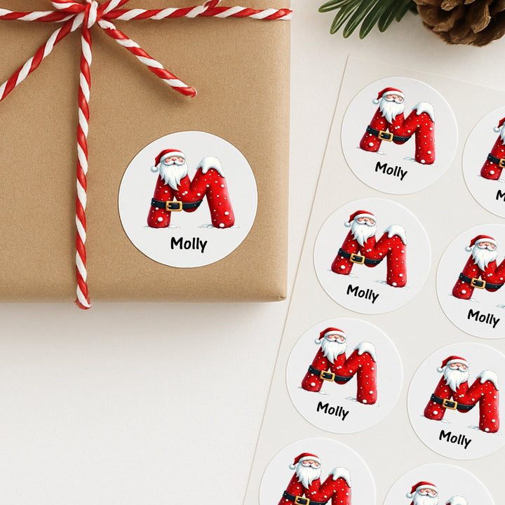 Personalised Santa Initial Christmas Stickers