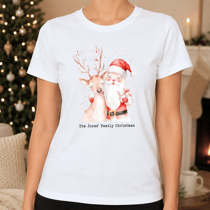 Personalised Reindeer &amp; Santa Family Matching Tartan Christmas Pyjamas