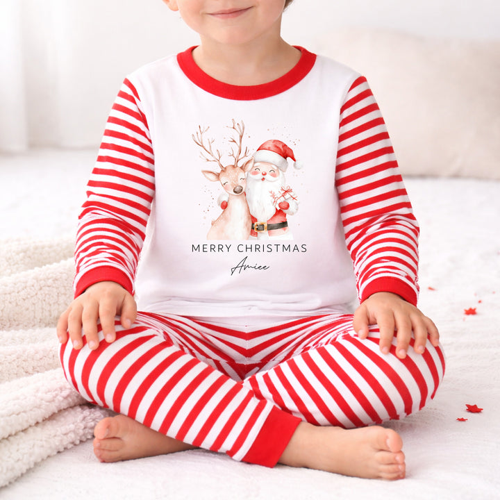 Personalised Reindeer &amp; Santa Christmas Pyjamas