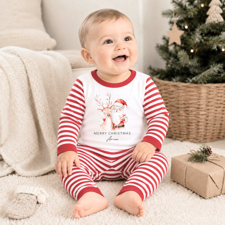 Personalised Reindeer &amp; Santa Christmas Pyjamas