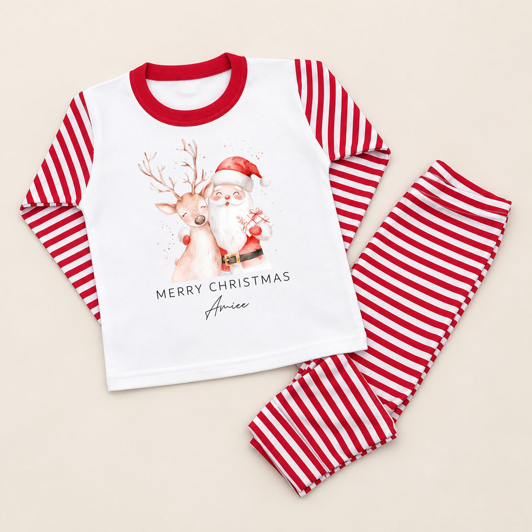 Personalised Reindeer &amp; Santa Christmas Pyjamas