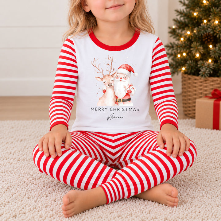 Personalised Reindeer &amp; Santa Christmas Pyjamas