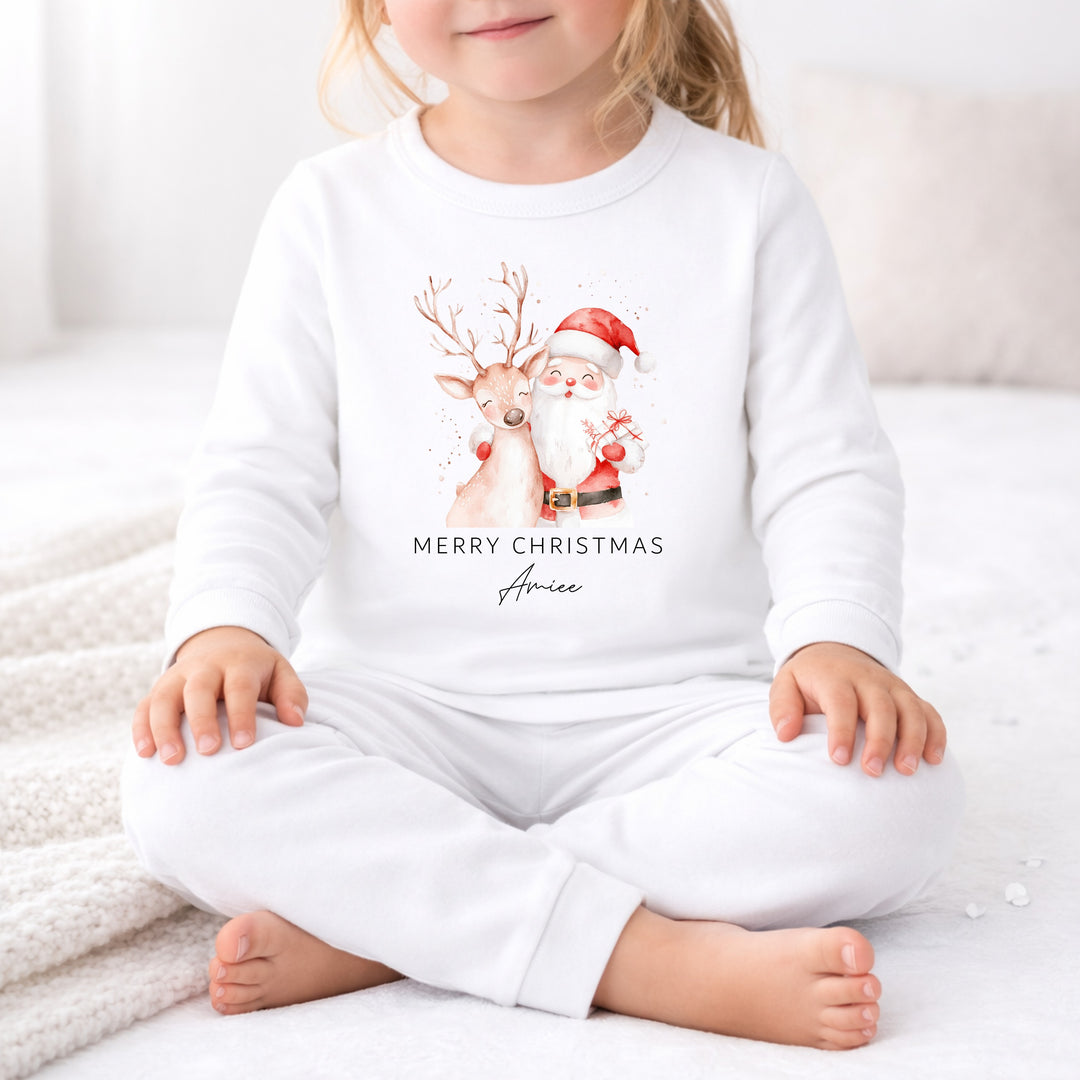 Personalised Reindeer &amp; Santa Christmas Pyjamas