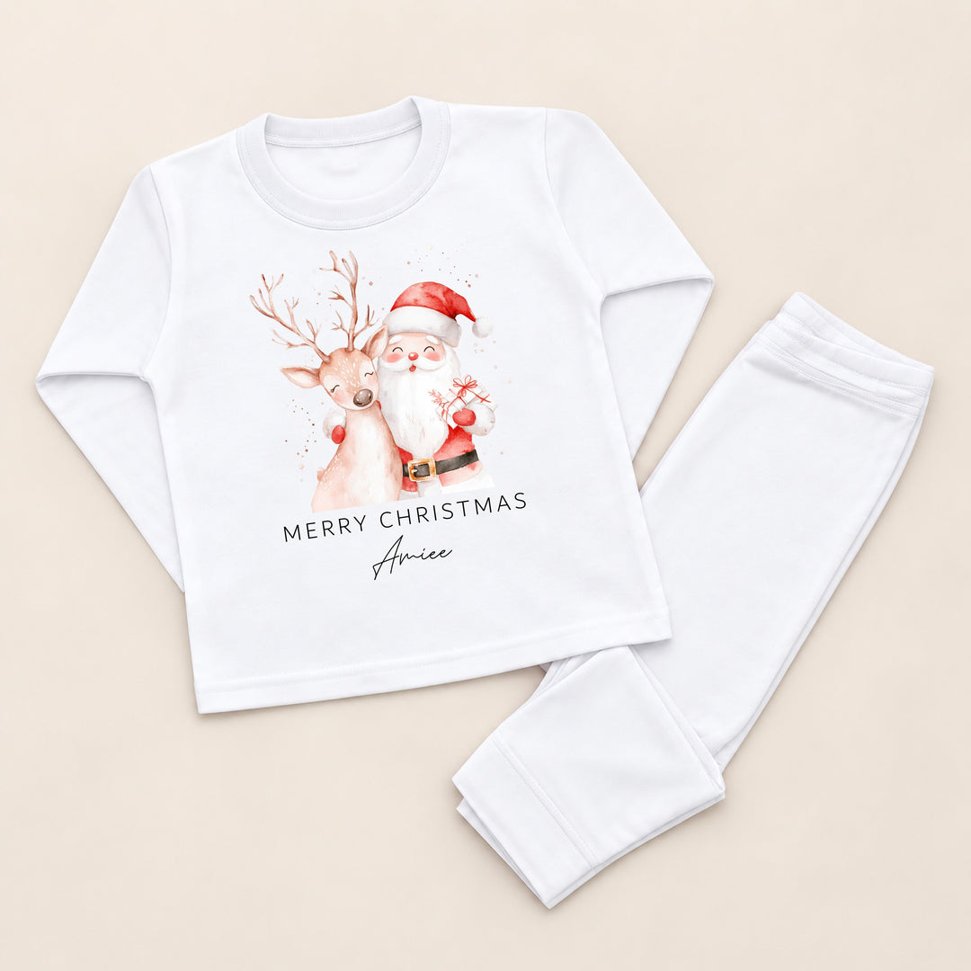 Personalised Reindeer &amp; Santa Christmas Pyjamas