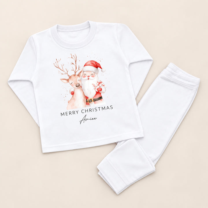 Personalised Reindeer &amp; Santa Christmas Pyjamas