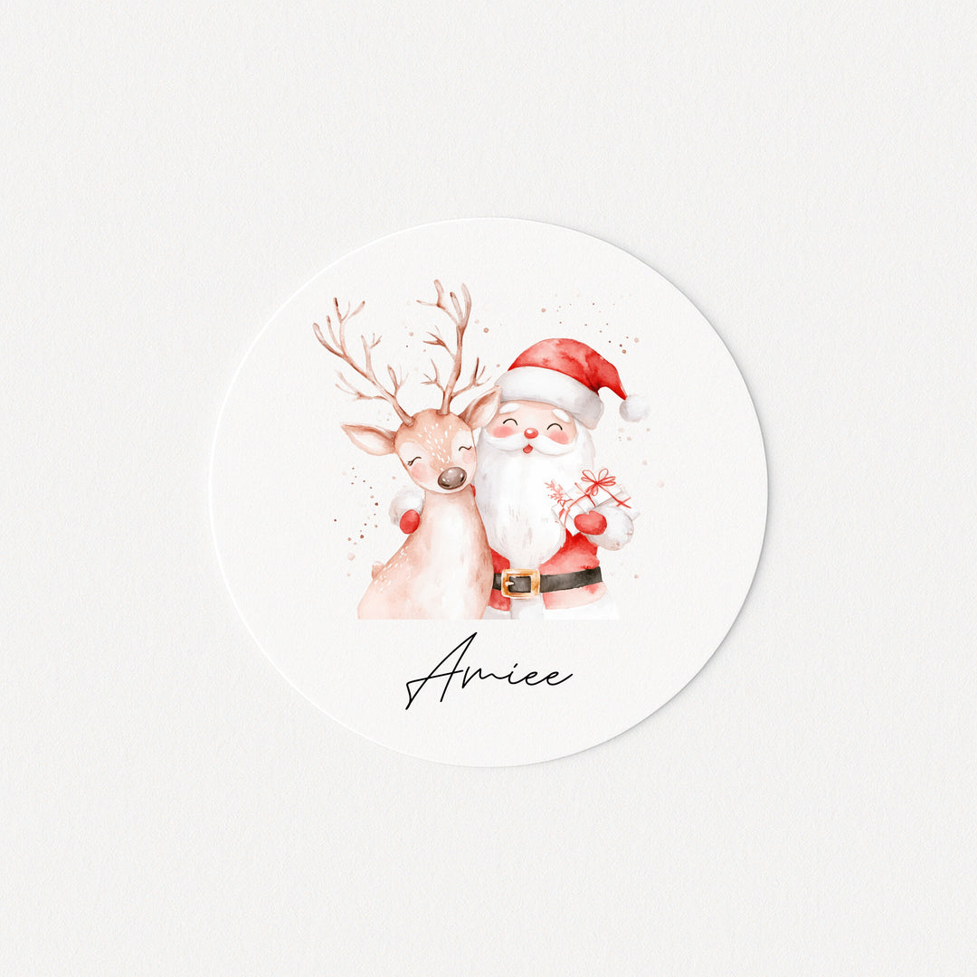 Personalised Reindeer &amp; Santa Christmas Stickers