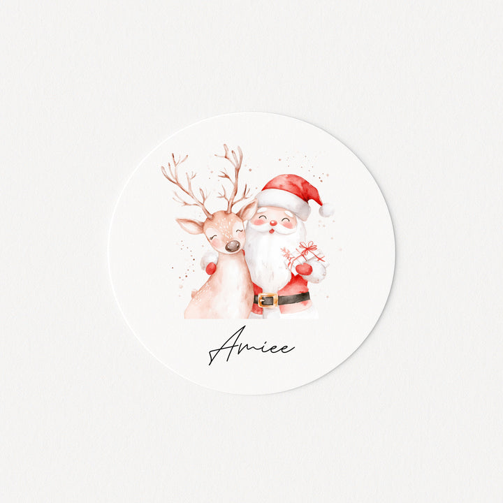 Personalised Reindeer &amp; Santa Christmas Stickers