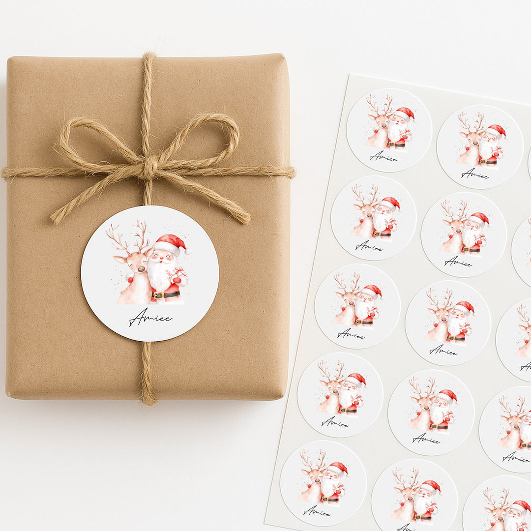 Personalised Reindeer &amp; Santa Christmas Stickers