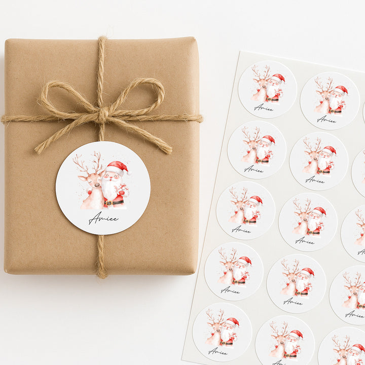Personalised Reindeer &amp; Santa Christmas Stickers