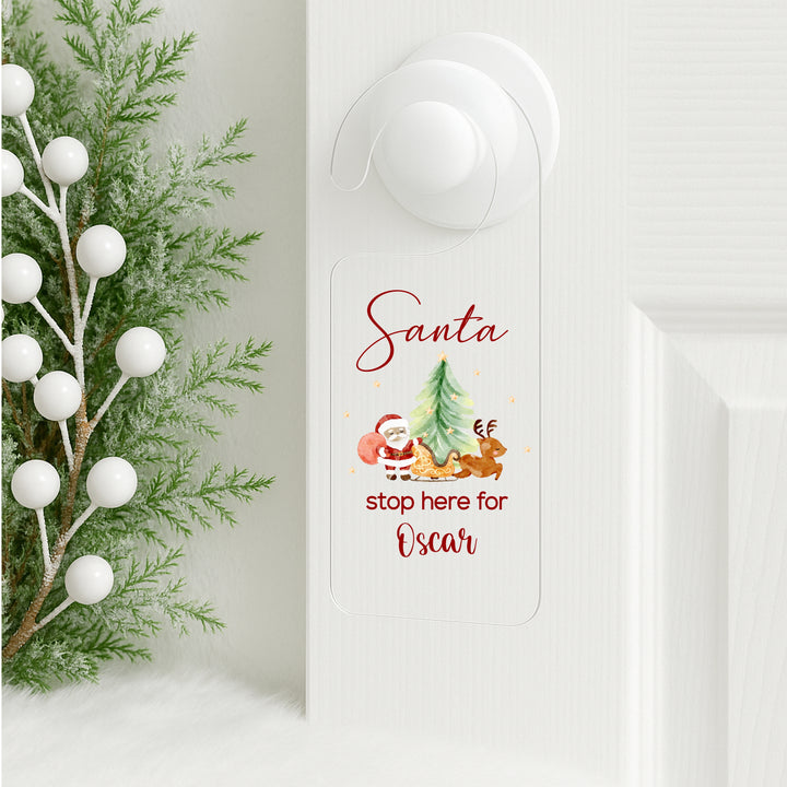 Personalised Santa Scene Santa Stop Here Door Sign