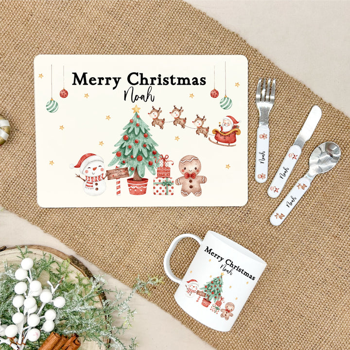 Personalised Christmas Place Mat With Optional Cutlery and Mug