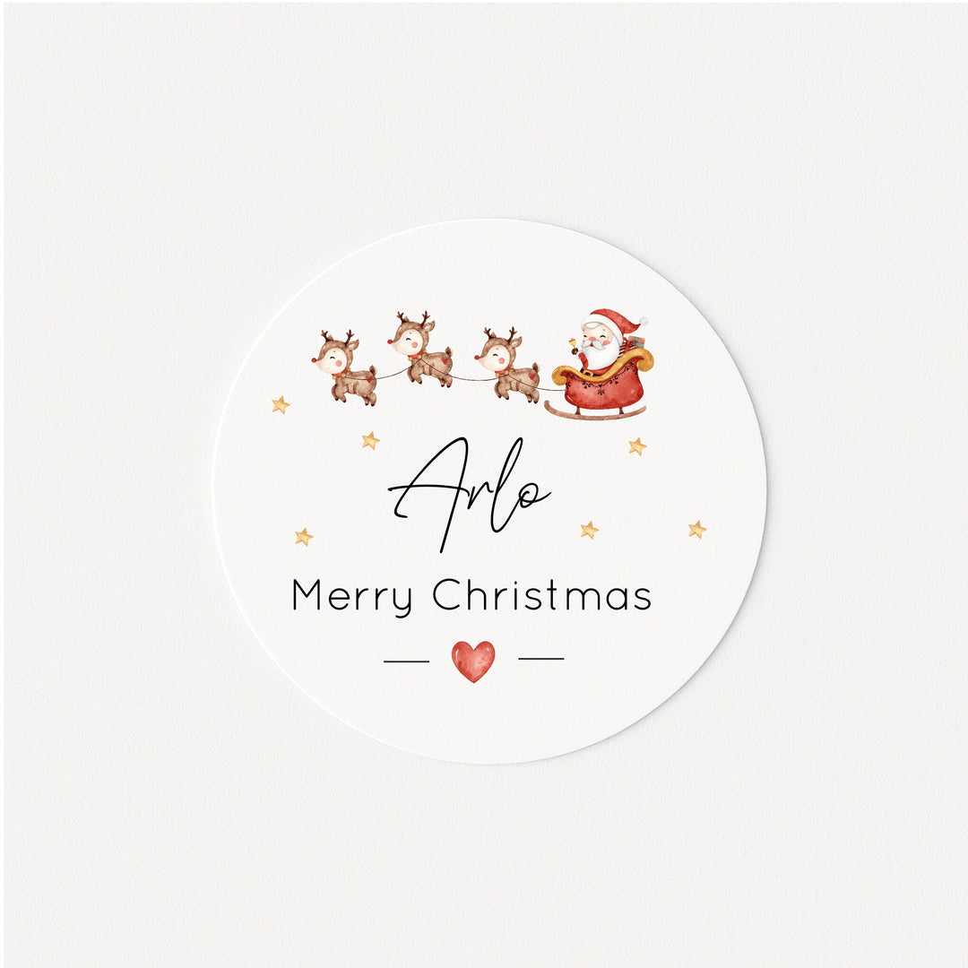 Personalised Santa Sleigh Merry Christmas Stickers