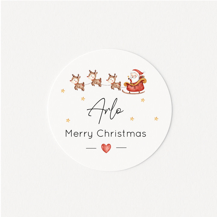 Personalised Santa Sleigh Merry Christmas Stickers
