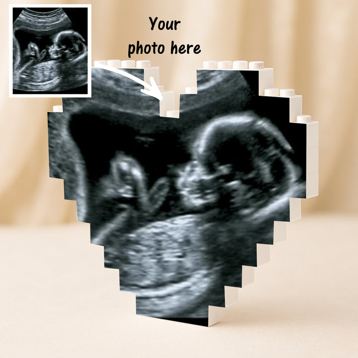 Personalised Baby Name Scan Heart Building Blocks