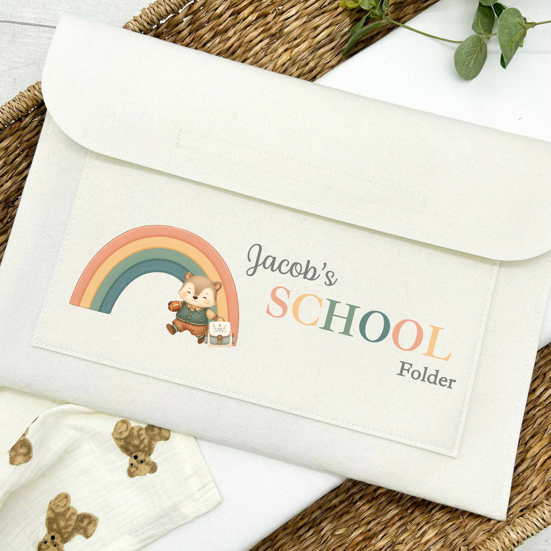 Personalised Bear Rainbow Nursery Artwork Folder