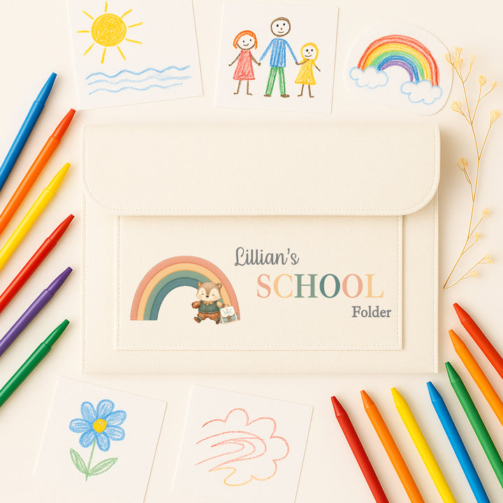 Personalised Bear Rainbow Nursery Artwork Folder