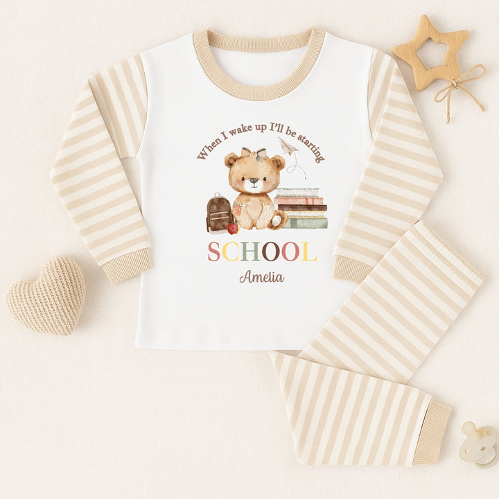 Personalised Girl Teddy Back To School Pyjamas