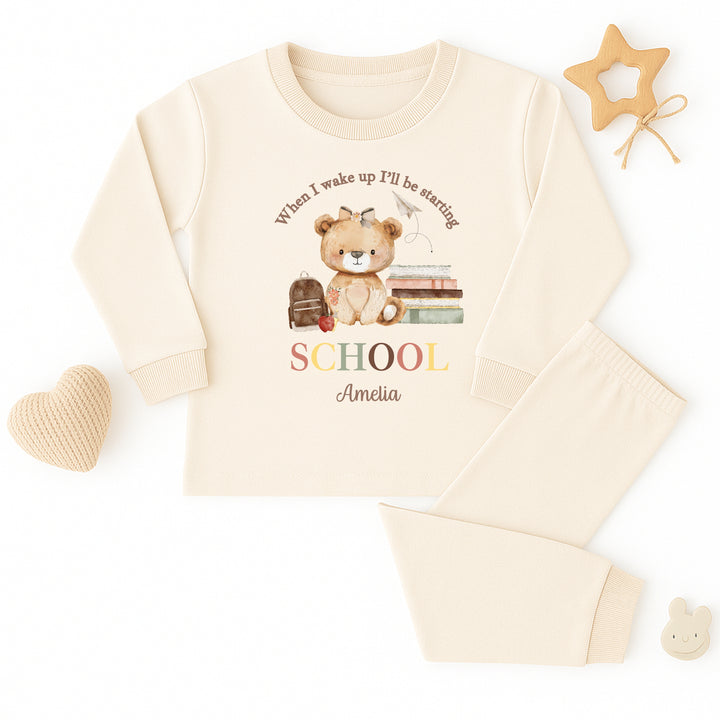 Personalised Girl Teddy Back To School Pyjamas