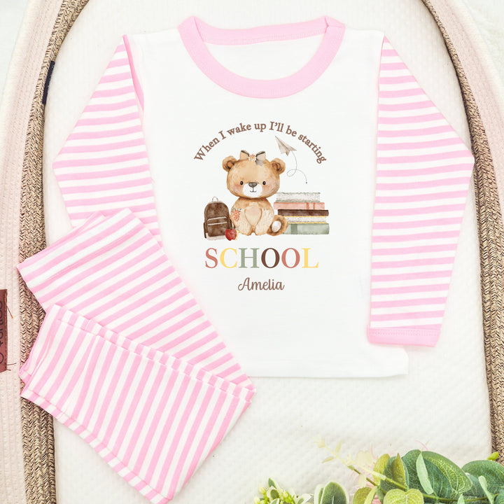 Personalised Girl Teddy Back To School Pyjamas
