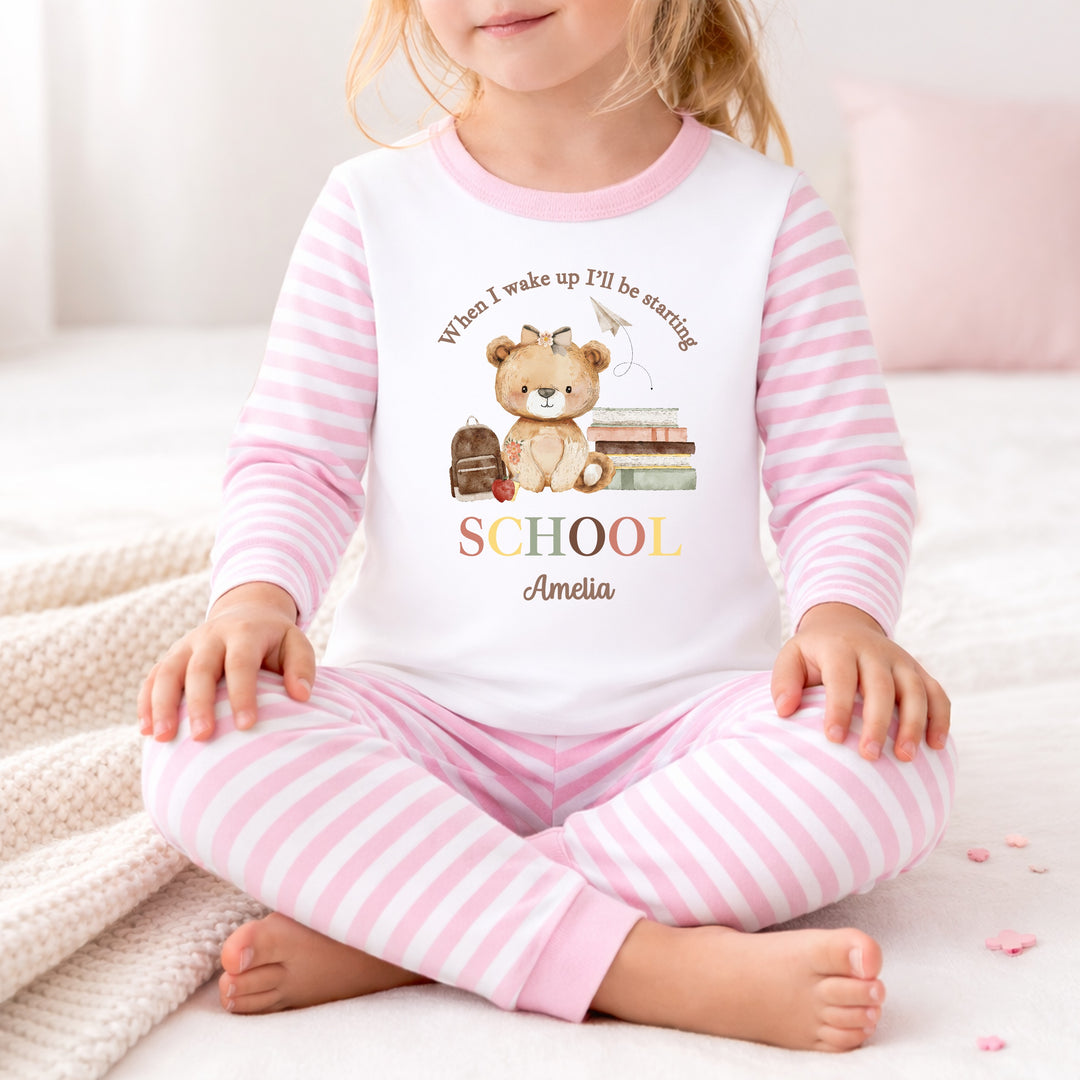 Personalised Girl Teddy Back To School Pyjamas