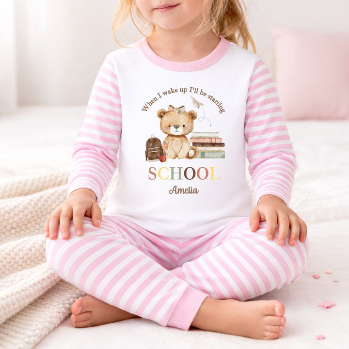 Personalised Girl Teddy Back To School Pyjamas