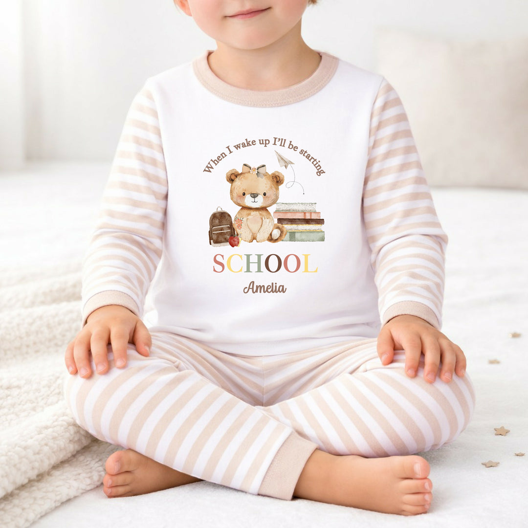 Personalised Girl Teddy Back To School Pyjamas