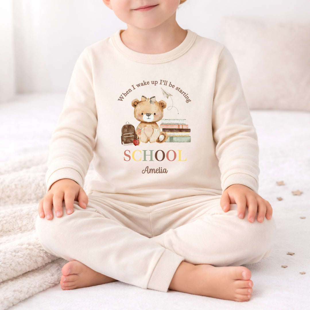 Personalised Girl Teddy Back To School Pyjamas