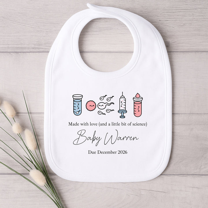 Personalised Made With Love And Science IVF Baby Announcement Vest