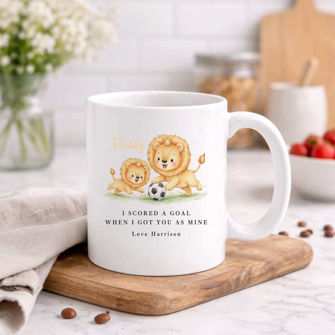 Personalised Football Lions World's Best Daddy Mug