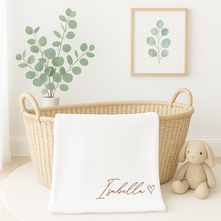 Personalied Beige Hello World Baby Vest &amp; Blanket Gift Set