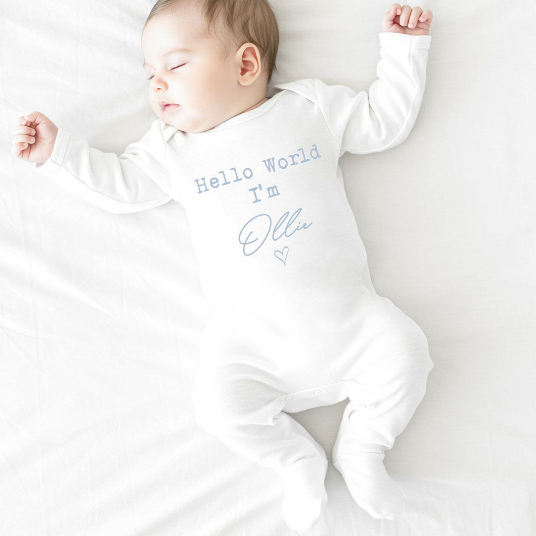 Personalised Boys Baby Script Name Clothing Optional Hamper Gift Set