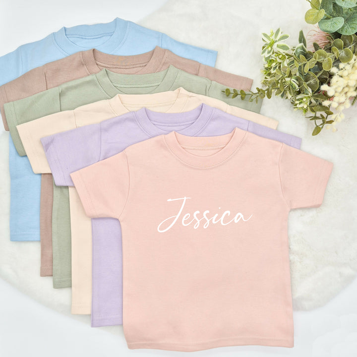 Personalised White Script Name Children's T-shirt