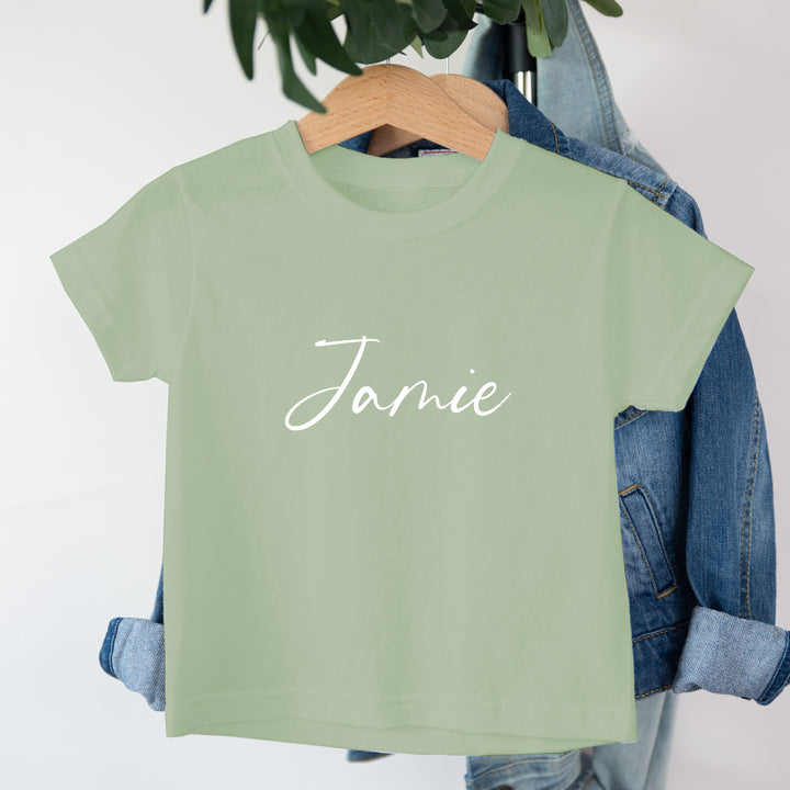 Personalised White Script Name Children's T-shirt