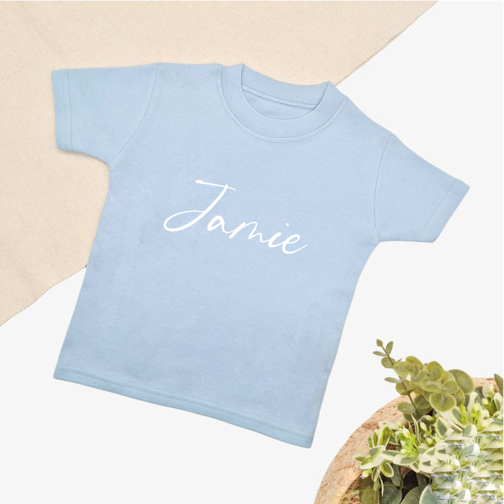 Personalised White Script Name Children's T-shirt