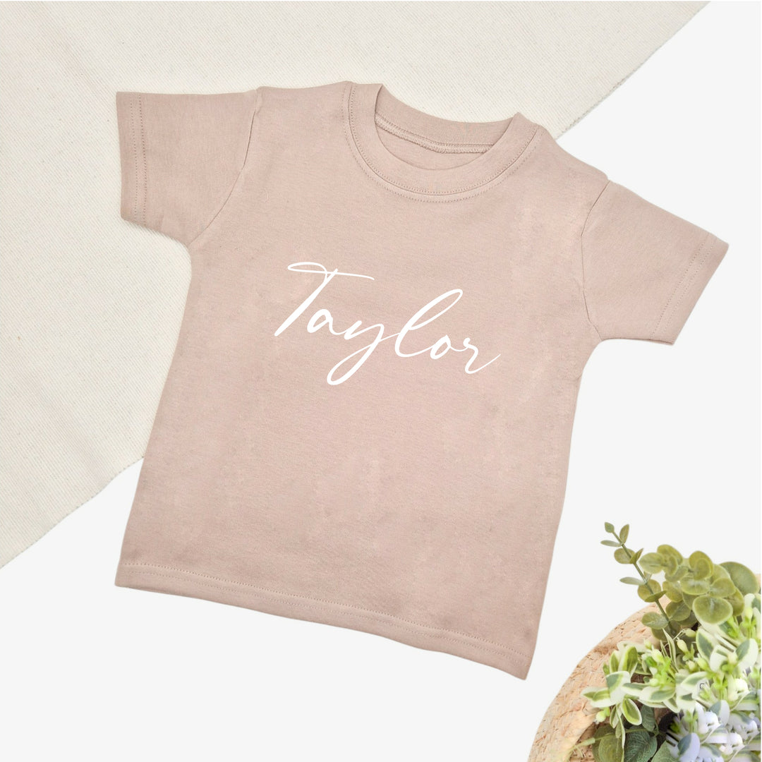 Personalised White Script Name Children's T-shirt