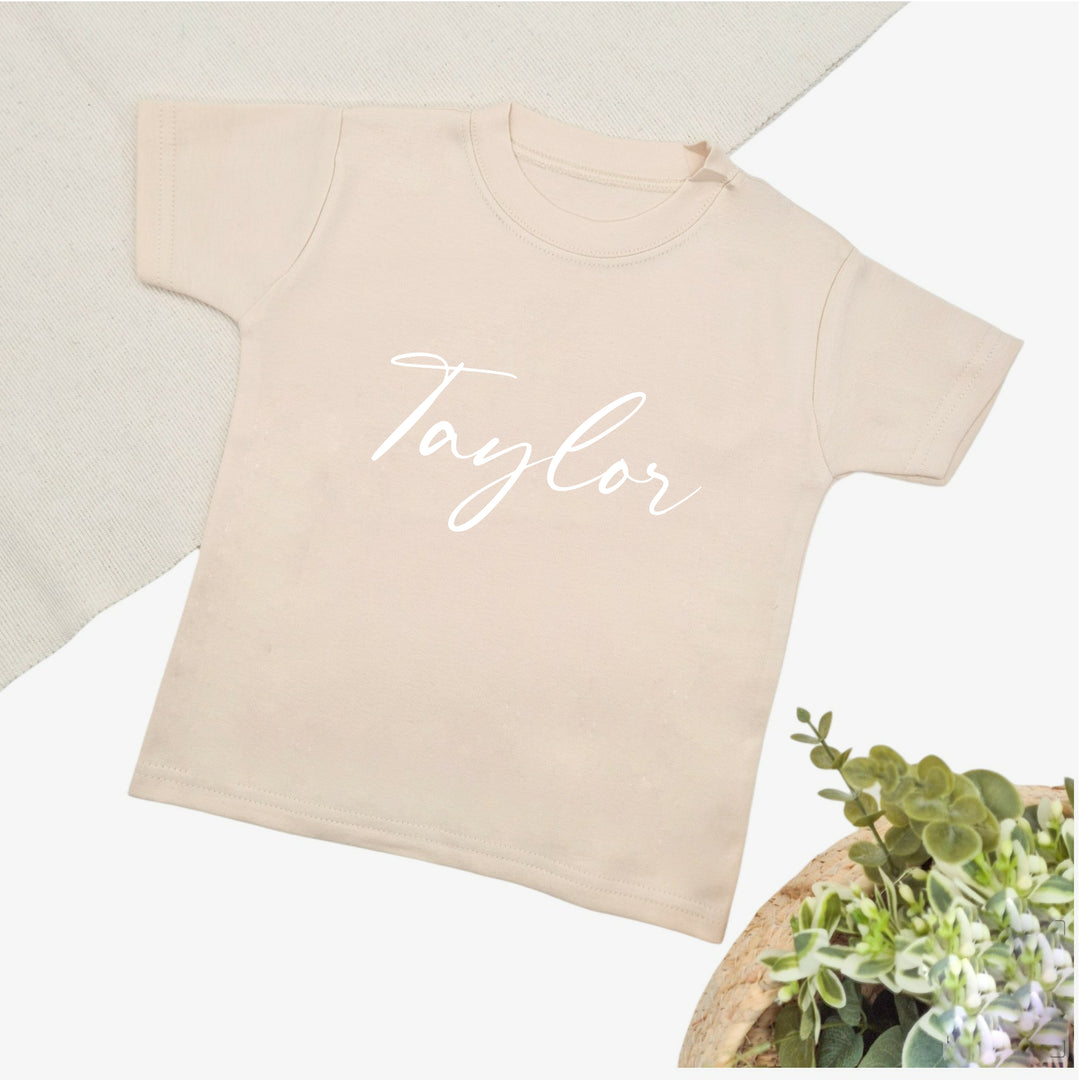 Personalised White Script Name Children's T-shirt