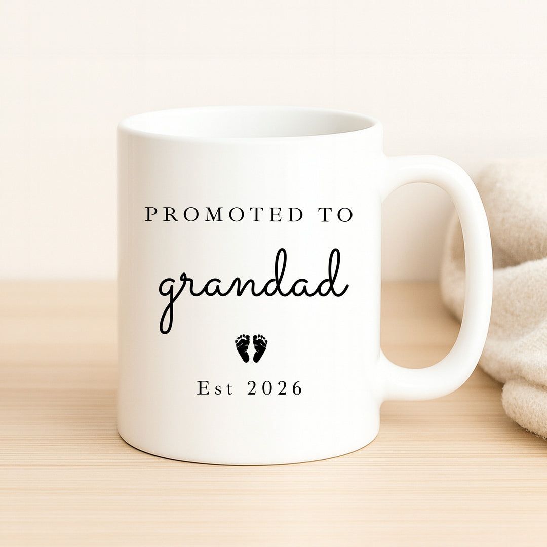 Personalised Promoted To Nanny & Grandad Est Mug Set