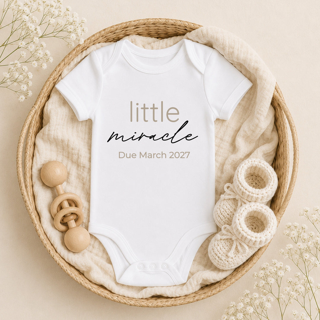 Personalised Little Miracle Baby Announcement Vest