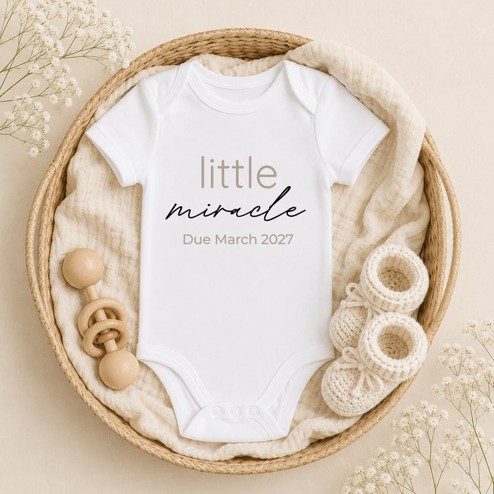 Personalised Little Miracle Baby Announcement Vest