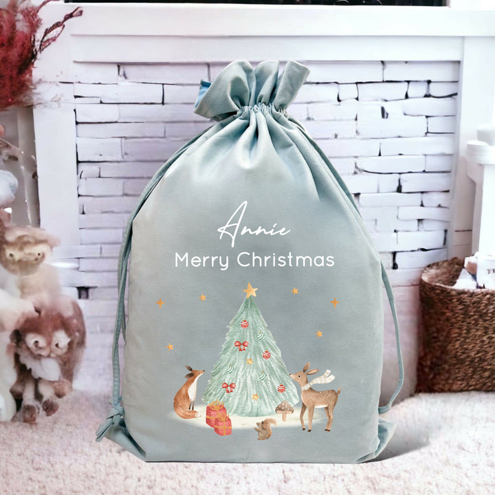 Personalised Woodlands Christmas Stocking or Santa Sack